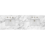 James Martin Vanities 72" Stone Composite Vanity Top with 2 Porcelain Sinks Carrara White