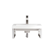 James Martin Vanities Boston 19-5/8" Rectangular Porcelain Console Bathroom Sink with Overflow and Single Faucet Hole Brushed Nickel