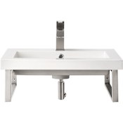 James Martin Vanities Boston 23-5/8" Rectangular Porcelain Console Bathroom Sink with Overflow and Single Faucet Hole Brushed Nickel