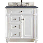 James Martin Vanities Bristol 30" Free Standing Single Basin Hardwood Vanity Set with Charcoal Soapstone Quartz Top Bright White
