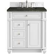 James Martin Vanities Bristol 30" Free Standing Single Basin Hardwood Vanity Set with Solid Surface Top and Rectangular Sink Bright White