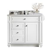James Martin Vanities Bristol 36" Free Standing Single Basin Vanity Set with Wood Cabinet and 3cm Quartz Vanity Top Bright White