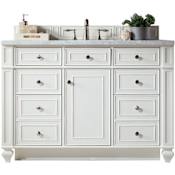 James Martin Vanities Bristol 48" Free Standing Single Basin Hardwood Vanity Set with Carrara Marble Top Bright White