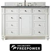 James Martin Vanities Bristol 48" Free Standing Single Basin Black Walnut Wood Vanity Set with Parisien Bleu Silestone Top, Rectangular Sink, and Matching Mirror Bright White