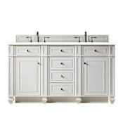 James Martin Vanities Bristol 60" Free Standing Double Basin Vanity Set with Wood Cabinet and 3cm Quartz Vanity Top Bright White