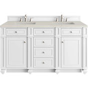 James Martin Vanities Bristol 60" Free Standing Double Basin Hardwood Vanity Set with Stone Composite Top and Rectangular Sinks Bright White