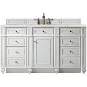 James Martin Vanities Bristol 60" Free Standing Single Basin Hardwood Vanity Set with Eternal Jasmine Pearl Quartz Top Bright White