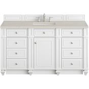 James Martin Vanities Bristol 60" Free Standing Single Basin Hardwood Vanity Set with Stone Composite Top and Rectangular Sink Bright White