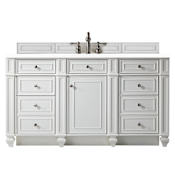 James Martin Vanities Bristol 60" Free Standing Single Basin Vanity Set with Wood Cabinet and 3cm Quartz Vanity Top Bright White