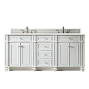 James Martin Vanities Bristol 72" Free Standing Double Basin Vanity Set with Wood Cabinet and 3cm Quartz Vanity Top Bright White