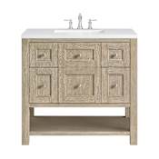 James Martin Vanities Breckenridge 36" Free Standing Single Basin Poplar Wood Vanity Set with Quartz Top and Rectangular Sink Whitewashed Oak