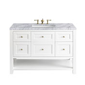 James Martin Vanities Breckenridge 48" Free Standing Single Basin Poplar Wood Vanity Set with Marble Top and Rectangular Sink Bright White