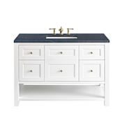 James Martin Vanities Breckenridge 48" Free Standing Single Basin Poplar Wood Vanity Set with Quartz Top and Rectangular Sink Bright White
