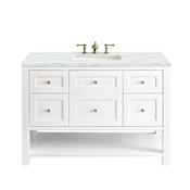 James Martin Vanities Breckenridge 48" Free Standing Single Basin Poplar Wood Vanity Set with Quartz Top and Rectangular Sink Bright White