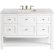 James Martin Vanities Breckenridge 48" Free Standing Single Basin Hardwood Vanity Set with Eternal Jasmine Pearl Stone Composite Top, Rectangular SinkFreePower Bright White