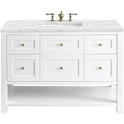 James Martin Vanities Breckenridge 48" Free Standing Single Basin Hardwood Vanity Set with Ethereal Noctis Stone Composite Top, Rectangular SinkFreePower Wireless Charger Bright White
