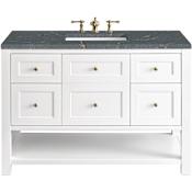 James Martin Vanities Breckenridge 48" Free Standing Single Basin Hardwood Vanity Set with Parisien Bleu Stone Composite Top, Rectangular SinkFreePower Wireless Charger Bright White