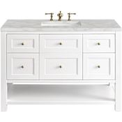 James Martin Vanities Breckenridge 48" Free Standing Single Basin Hardwood Vanity Set with Victorian Silver Stone Composite Top, Rectangular SinkFreePower Wireless Charger Bright White