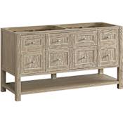 James Martin Vanities Breckenridge 60" Free Standing Double Basin Ash Wood Vanity Cabinet Only with USB Port and Electrical Outlet Whitewashed Oak