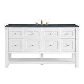 James Martin Vanities Breckenridge 60" Free Standing Single Basin Poplar Wood Vanity Set with Quartz Top and Rectangular Sink Bright White