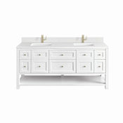 James Martin Vanities Breckenridge 72" Free Standing Double Basin Poplar Wood Vanity Set with Quartz Top and Rectangular Sinks Bright White