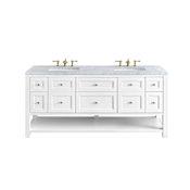 James Martin Vanities Breckenridge 72" Free Standing Double Basin Poplar Wood Vanity Set with Marble Top and Rectangular Sinks Bright White