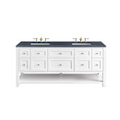 James Martin Vanities Breckenridge 72" Free Standing Double Basin Poplar Wood Vanity Set with Quartz Top and Rectangular Sinks Bright White