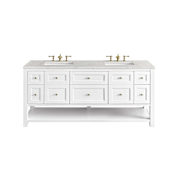James Martin Vanities Breckenridge 72" Free Standing Double Basin Poplar Wood Vanity Set with Quartz Top and Rectangular Sinks Bright White