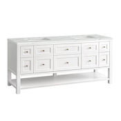 James Martin Vanities Breckenridge 72" Free Standing Double Basin Poplar Wood Vanity Set with Quartz Top and Rectangular Sinks Bright White