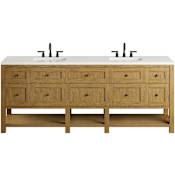 James Martin Vanities Breckenridge 84" Free Standing Double Basin Ash Wood Vanity Set with Stone Composite Top, Rectangular Sinks, USB Port(s), and Electrical Outlet(s) Light Natural Oak