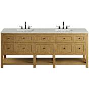 James Martin Vanities Breckenridge 84" Free Standing Double Basin Ash Wood Vanity Set with Stone Composite Top, Rectangular Sinks, USB Port(s), and Electrical Outlet(s) Light Natural Oak