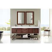 James Martin Vanities Columbia 72" Free Standing or Wall Mounted / Floating Double Vanity Set with Wood Cabinet and Stone Composite Vanity Top Coffee Oak