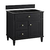 James Martin Vanities Lorelai 36" Single Basin Wood Vanity Cabinet Only with USB Port and Electrical Outlet Black Onyx