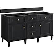 James Martin Vanities Lorelai 60" Free Standing Double Basin Hardwood Vanity Cabinet Only with USB Port and Electrical Outlet Black Onyx