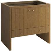 James Martin Vanities Hudson 36" Single Free Standing Wood Vanity Cabinet Only with USB Port and Electrical Outlet Honey Oak