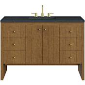 James Martin Vanities Hudson 48" Free Standing Single Basin Poplar Wood Vanity Set with Stone Composite Top, Rectangular Sink, USB Port(s), and Electrical Outlet(s) Honey Oak