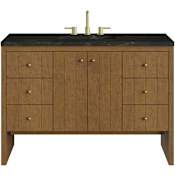 James Martin Vanities Hudson 48" Free Standing Single Basin Ash Wood Vanity Set with Solid Surface Top, Rectangular Sink, USB Port(s), and Electrical Outlet(s) Honey Oak