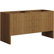 James Martin Vanities Hudson 60" Double Free Standing Wood Vanity Cabinet Only with USB Port and Electrical Outlet Honey Oak