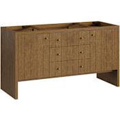 James Martin Vanities Hudson 60" Single Free Standing Wood Vanity Cabinet Only with USB Port and Electrical Outlet Honey Oak
