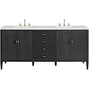 James Martin Vanities Myrrin 72" Free Standing Double Basin Hardwood Vanity Cabinet Only with USB Port and Electrical Outlet Carbon Oak