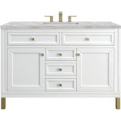 James Martin Vanities Chicago 48" Free Standing Single Basin Vanity Set with Victorian Silver® Stone Composite Top and Rectangular Sink Glossy White