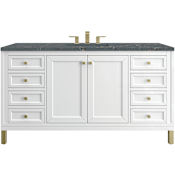 James Martin Vanities Chicago 60" Free Standing Single Basin Hardwood Vanity Set with Stone Composite Top and Rectangular Sink Glossy White