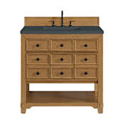 James Martin Vanities Malibu 36" Free Standing Single Basin Vanity Set with Quartz Vanity Top and Rectangular Sink Amber Birch