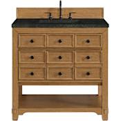 James Martin Vanities Malibu 36" Free Standing Single Basin Poplar Wood Vanity Set with Solid Surface Top and Rectangular Sink Amber Birch