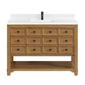 James Martin Vanities Malibu 48" Free Standing Single Basin Vanity Set with Quartz Vanity Top and Rectangular Sink Amber Birch