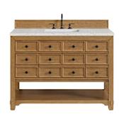 James Martin Vanities Malibu 48" Free Standing Single Basin Vanity Set with Quartz Vanity Top and Rectangular Sink Amber Birch