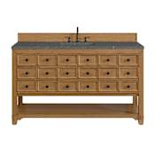 James Martin Vanities Malibu 60" Free Standing Single Basin Vanity Set with Quartz Vanity Top and Rectangular Sink Amber Birch
