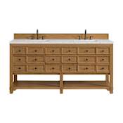 James Martin Vanities Malibu 72" Free Standing Double Basin Vanity Set with Quartz Vanity Top and Rectangular Sinks Amber Birch