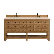 James Martin Vanities Malibu 72" Free Standing Double Basin Vanity Set with Quartz Vanity Top and Rectangular Sinks Amber Birch