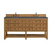 James Martin Vanities Malibu 72" Free Standing Double Basin Vanity Set with Quartz Vanity Top and Rectangular Sinks Amber Birch